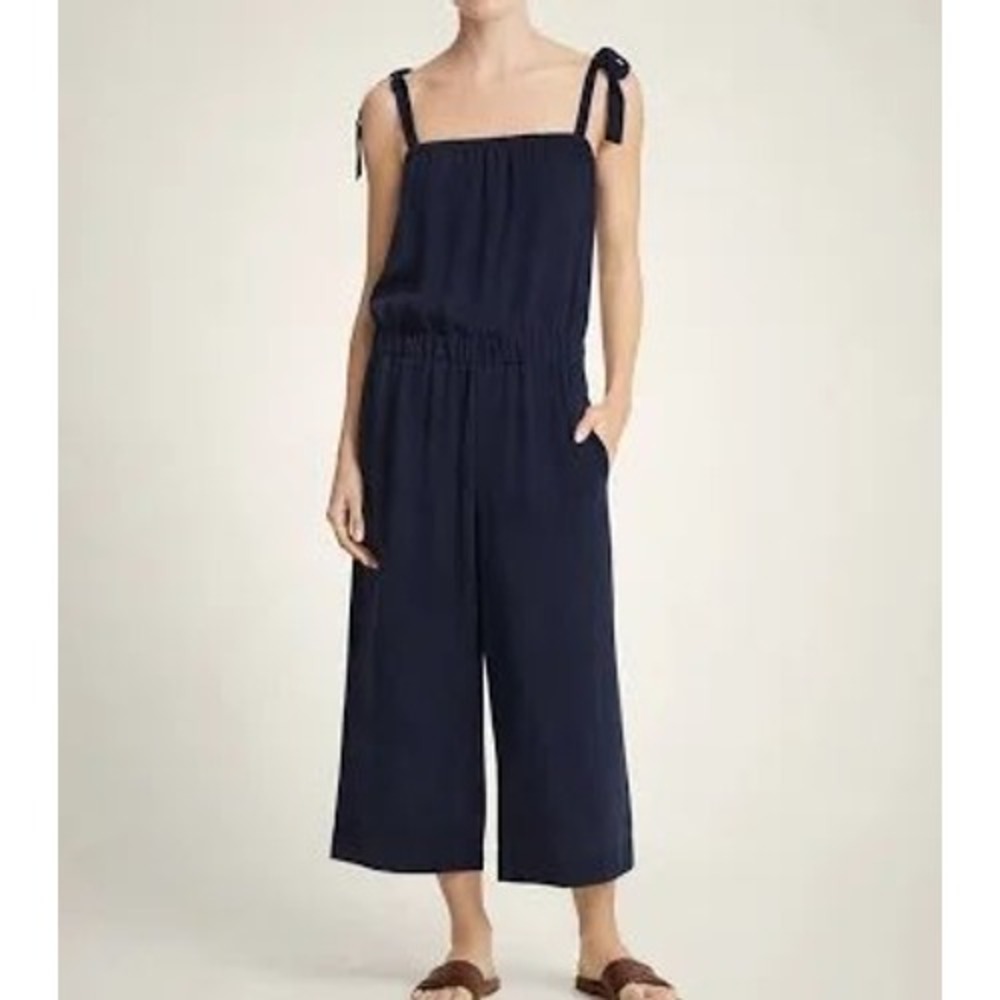 Theory‎ Alavine Silk Jumpsuit in Navy Size 2 Quiet Luxury Minimalist Classic